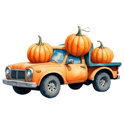 halloween truck,halloween car,old halloween car,halloween travel trailer,garrison,mini pumpkins,Illustration,Paper based,Paper Based 17