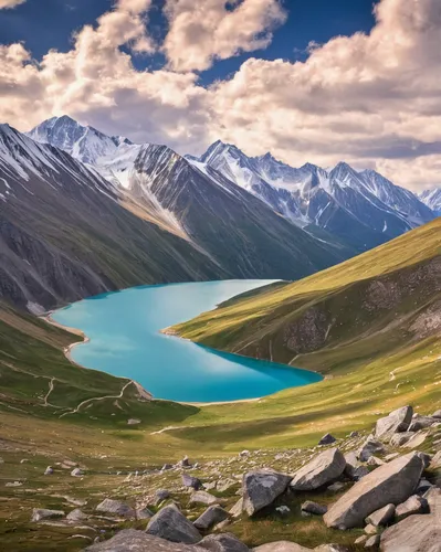 Stat Tso and Lang Tso are the twin lakes near pensi la pass,the pamir mountains,altai,pamir,the mongolian-russian border mountains,tibet,the mongolian and russian border mountains,central tien shan,th