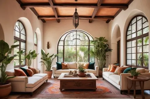 sunroom,luxury home interior,living room,sitting room,palmilla,interior decor,home interior,plantation shutters,beautiful home,contemporary decor,moroccan pattern,vaulted ceiling,orangery,stucco ceiling,family room,homeadvisor,house plants,conservatory,interior design,alcove,Illustration,Paper based,Paper Based 13