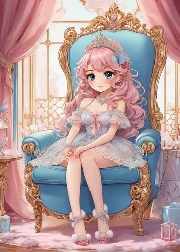 rococo,camellia,euphemia,rose quartz,peignoir,sleeping rose,liselotte,tea rose,sitting on a chair,pink chair,pieri,tiara,teacup,antoinette,patchouli,eloise,chieri,chiffon,fluffy diary,tea party collection,Unique,Design,Character Design