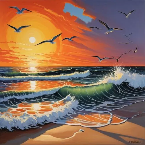 seascape,beach landscape,dubbeldam,sea landscape,coastal landscape,sea birds,Art,Artistic Painting,Artistic Painting 05