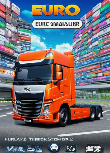 Euro Truck Simulator 2 game version, displayed in main menu, bottom corner, truck dashboard, in-game settings, Steam library, game properties, local files, game executable details, right-click, proper