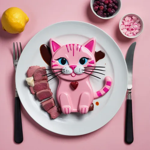 pink cat,cat food,the pink panter,tuna steak,food styling,food collage,small animal food,cat vector,kawaii food,baby playing with food,cartoon cat,eat,pet vitamins & supplements,pink panther,food icons,anthropomorphized animals,the pink panther,delicious meal,appetite,dinnerware set,Unique,Design,Knolling