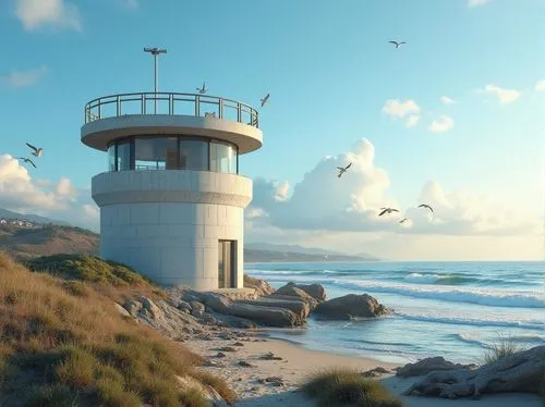 watchtowers,lookout tower,lighthouse,lifeguard tower,cesar tower,watch tower,watchtower,lighthouses,electric lighthouse,observation tower,light station,bird tower,spyglass,petit minou lighthouse,light house,cryengine,render,seasteading,water tower,3d render,Photography,General,Realistic