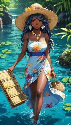 moana,esmeralda,polynesian,oshun,liliuokalani,summer background,Illustration,Japanese style,Japanese Style 03