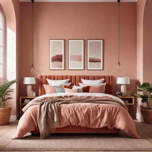 gold-pink earthy colors,salmon pink,dusky pink,bedroom,soft pink,rose pink colors,Photography,General,Realistic