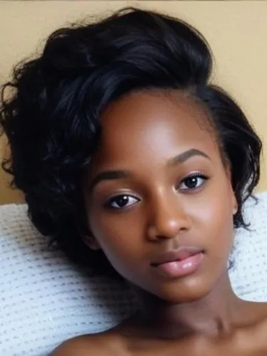 a young woman with a serious look lying in bed,beautiful african american women,rwandan,african american woman,natural cosmetics,ethiopian girl,afro american girls