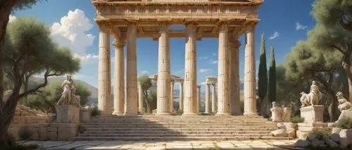 greek temple,artemis temple,celsus library,temple of diana,baalbek,palmyra,roman temple,celsus,leptis,laodicea,dougga,volubilis,temple of hercules,ephesus,panagora,caesonia,taraxum,erechtheus,tiryns,metapontum,Conceptual Art,Fantasy,Fantasy 28