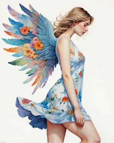 swiftlet,anjo,winged,flower fairy,winged heart,angel wing,Illustration,Paper based,Paper Based 19