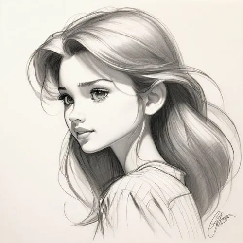 mikimoto,girl portrait,girl drawing,arrietty,young girl,eilonwy,Illustration,Black and White,Black and White 08