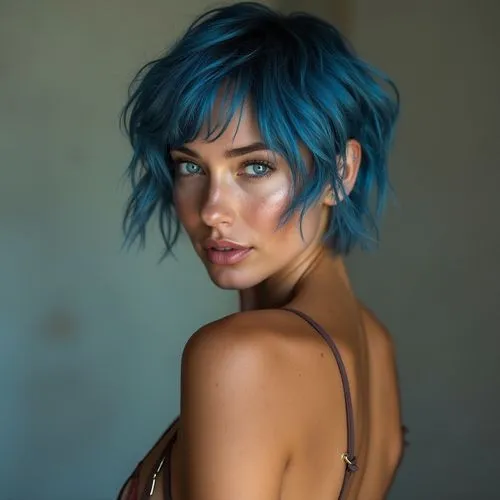 blue hair,color turquoise,turquoise,bleu,blue peacock,blu