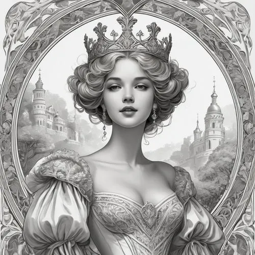 noblewoman,the snow queen,white rose snow queen,victorian lady,fairest,princess crown,Illustration,Retro,Retro 08