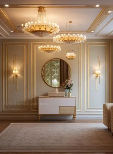 luxury bathroom,luxury home interior,ornate room,bridal suite,interior decoration,bath room,beauty room,wainscoting,vanities,sconces,interior design,poshest,opulently,fromental,luxurious,luxuriously,decoratifs,opulent,ceiling light,dressing table,Photography,General,Realistic