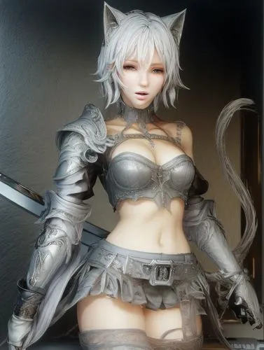 miqati,gray kitty,kotobukiya,3d figure,miqdad,game figure,nya,gray cat,neko,tera,model kit,atoki,fran,kitta,white fox,cat warrior,kitami,vencat,furgal,yagyu