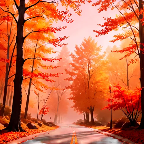 autumn background,autumn scenery,autumn forest,autumn landscape,fall landscape,forest road,autumn theme,maple road,autumn day,autumn mountains,autumn trees,autumn morning,autumn walk,autumn fog,autumn,mountain road,the autumn,fall foliage,landscape background,colors of autumn,Illustration,Retro,Retro 12