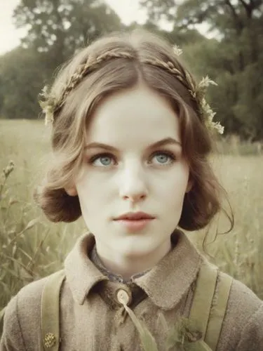 The innocence of the countryside,a young lady with blue eyes in a grassy field,liesel,pevensie,lughnasa,cosette,autochrome,maurier,Photography,Analog