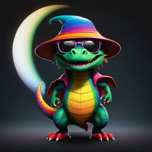 rainbow background,stylized macaron,malagasy taggecko,dragon lizard,chameleon,colorful bleter,rainbow colors,rainbow pencil background,painted dragon,color picker,rubber dinosaur,aligator,dino,pubg mascot,raimbow,disney character,3d model,high sun hat,wonder gecko,mascot,Illustration,Abstract Fantasy,Abstract Fantasy 22