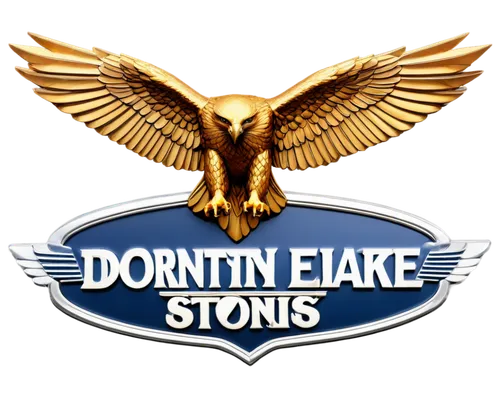 Golden eagle, spread wings, sharp talons, strong muscular body, proud posture, metallic car logo on chest, shiny polished surface, 3D embossed effect, silver outline, bold font, luxurious brand identi