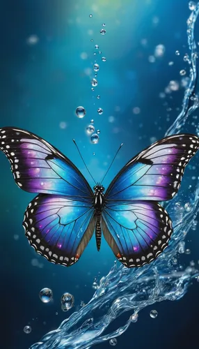 high quality, highly detailed, 8K Ultra HD, butterfly made of water spray, In this enchanting artwork, the very essence of water transforms into ethereal butterflies, each droplet gracefully adorning 