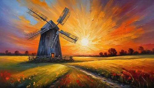 windmill,dutch windmill,the windmills,wind mill,windmills,old windmill,molen,historic windmill,dutch landscape,wind mills,moulin,windpump,art painting,landscape background,quixote,pittura,oil painting on canvas,painting technique,dubbeldam,colored pencil background,Conceptual Art,Oil color,Oil Color 22