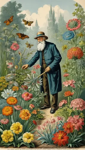 gardener,picking flowers,girl picking flowers,work in the garden,picking vegetables in early spring,opium poppies,flower and bird illustration,flower garden,gardening,garden pipe,flower painting,bach flowers,flower nectar,the garden marigold,flowers field,floristics,field of flowers,illustration of the flowers,bach flower therapy,flower field,Illustration,Retro,Retro 24