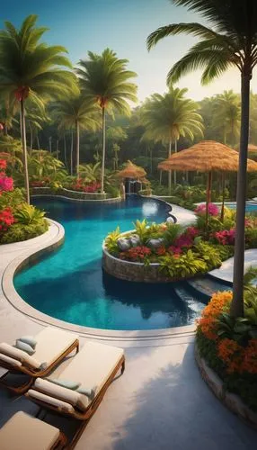 paradisus,tropical island,palmilla,resort,tropical house,tropical beach,palm garden,idyllic,tropicale,landscape background,full hd wallpaper,swimming pool,outdoor pool,3d background,oasis,3d rendering,underwater oasis,paraiso,mayakoba,bahamonde,Illustration,Paper based,Paper Based 18