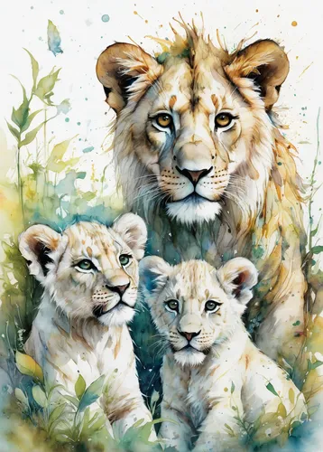 Create a heartwarming children's book about a group of lion cubs discovering a hidden white lion sanctuary.,lion children,white lion family,male lions,lion with cub,lions couple,cheetah and cubs,lions