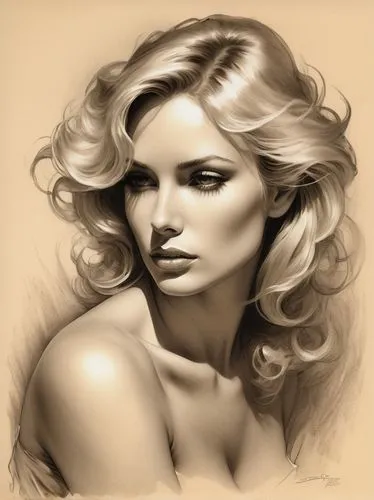 vanderhorst,airbrush,airbrushing,charcoal drawing,charcoal pencil,pencil drawings,blonde woman,airbrushed,pencil drawing,drawing mannequin,vintage drawing,gena,dalida,disegno,photo painting,tereshchuk,woman portrait,veruschka,woman face,basinger,Illustration,Black and White,Black and White 26