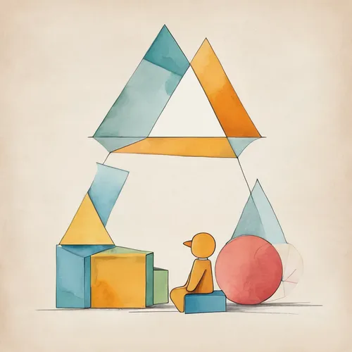 Write a heartwarming story about a child's reminiscence of their favorite toy.,airbnb logo,geometric solids,isometric,triangles background,polygonal,abstract shapes,geometry shapes,triangles,geometric