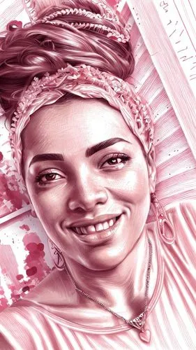 Feminine Greek woman, with sensual, exuberant attire, athletic body, compassionate look, slight smile on her lips,ipê-rosa,pink vector,rose png,digital art,digital painting,digital artwork,headscarf,p