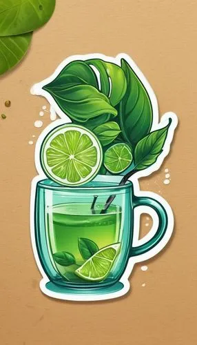 lemon tea,drink icons,coffee tea illustration,mojitos,green tea,mojito,Unique,Design,Sticker