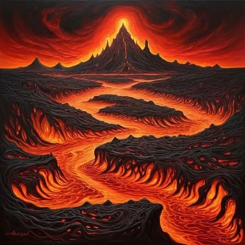 lava,volcano,volcanic,volcanos,volcanism,magma,fire mountain,eruption,volcanic eruption,lake of fire,lava river,lava flow,inferno,volcanoes,fire in the mountains,volcanic field,vesuvius,volcanic landscape,stratovolcano,the volcano,Illustration,Realistic Fantasy,Realistic Fantasy 40