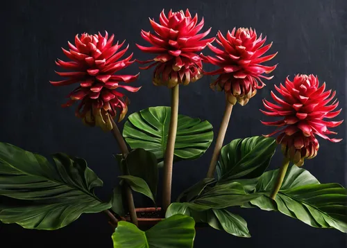 Craft a suspenseful short story involving a mysterious torch ginger plant that possesses supernatural powers.,torch ginger,red blooms,flowers png,red flowers,ixora,dahlias,etlingera corneri,red chrysa