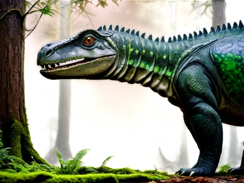 Hipposaurus, prehistoric creature, green scaly skin, long tail, webbed feet, bulky body, ancient forest, morning mist, warm lighting, shallow depth of field, 3/4 composition, cinematic atmosphere.,phy