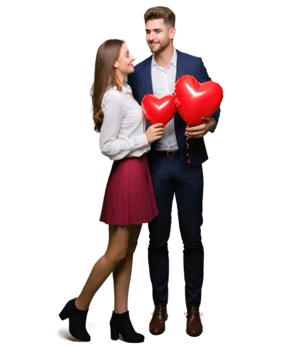 "Cute couple, holding hands, Valentine's Day, red roses, heart-shaped balloons, pink and red balloons, soft focus, warm lighting, 3/4 composition, shallow depth of field, romantic atmosphere, tender m