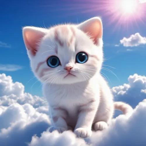 cute cat,skyclan,cloudmont,cat on a blue background,sky,windclan,Photography,General,Realistic