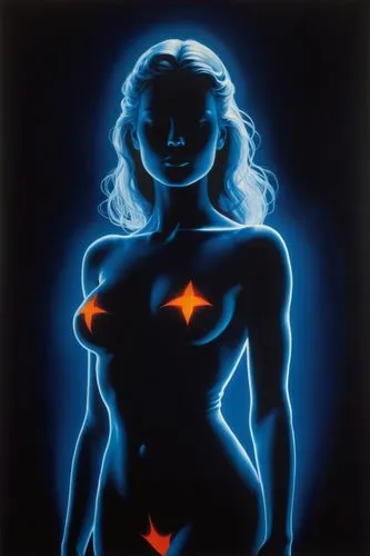 neon body painting,dazzler,wonderwoman,starfire,star mother,miracleman,Illustration,Abstract Fantasy,Abstract Fantasy 20