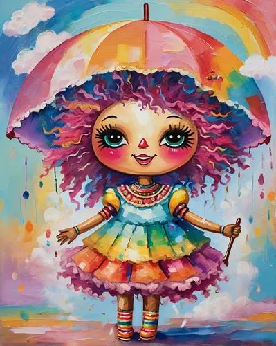 little girl with umbrella,umbrella,little girl in wind,summer umbrella,little girl with balloons,umbrellas,little girl twirling,asian umbrella,raincloud,rainbow background,raindops,parasol,painter doll,rainbow pencil background,the festival of colors,overhead umbrella,colorful background,piñata,watermelon umbrella,walking in the rain,Conceptual Art,Oil color,Oil Color 20