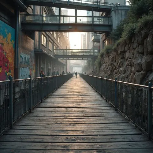 walkway,boardwalk,harborwalk,boardwalks,board walk,footbridge,walkways,passerelle,highline,slussen,onomichi,enoshima,skybridge,skywalks,pathway,false creek,riverwalk,passage,vanishing point,postprocessing,Photography,General,Realistic