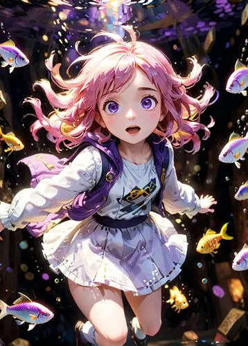 fairy galaxy,kofuku,satori,starry sky,komuna,wonderland,falling flowers,alpana,chidori is the cherry blossoms,falling star,starlight,noyori,falling stars,spiral background,cherry petals,starry,nanami,fairie,chidori,colorful stars,Anime,Anime,Cartoon