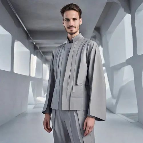 headshots for modeling，Men's Fashion，Technological Innovation,men's suit,space-suit,garment,jumpsuit,one-piece garment,futuristic,imperial coat,protective suit,male model,men's wear,bolero jacket,suit