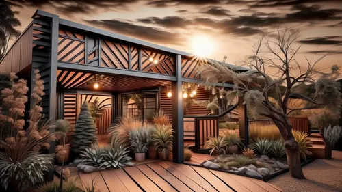 landscape design sydney,mid century house,dunes house,garden design sydney,landscape designers sydney,3d rendering,inverted cottage,wooden house,stilt house,small cabin,wooden hut,log cabin,the cabin in the mountains,summer cottage,stilt houses,cabana,garden shed,sonoran desert,timber house,wild west hotel