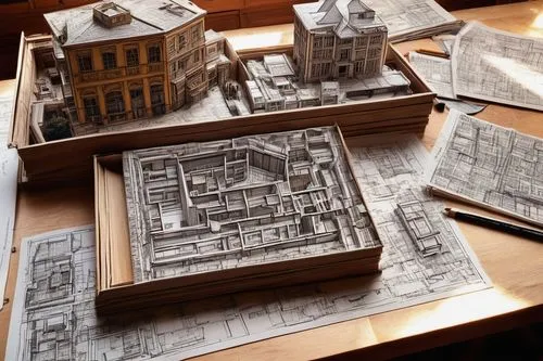 wooden houses,frame drawing,dollhouses,framing square,woodblocks,paper frame,crane houses,ketches,half-timbered houses,paper art,woodburning,miniaturist,city buildings,chipboard,rowhouse,townscapes,wooden windows,piranesi,maquettes,townscape,Illustration,Black and White,Black and White 14