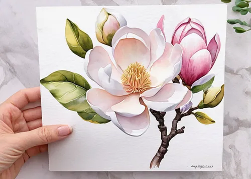 floral greeting card,magnolia blossom,magnolia flower,watercolor flower,magnolia flowers,watercolor flowers,magnolias,watercolour flower,flower painting,watercolour flowers,magnolia,chinese magnolia,magnolia tree,tulip magnolia,white magnolia,southern magnolia,watercolor floral background,magnolia × soulangeana,watercolor roses,pink magnolia,Unique,3D,Garage Kits