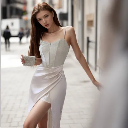 girl in white dress,girl in a long dress,white winter dress,white dress,female model,women fashion,white clothing,women's clothing,girl in a long dress from the back,white silk,see-through clothing,wo