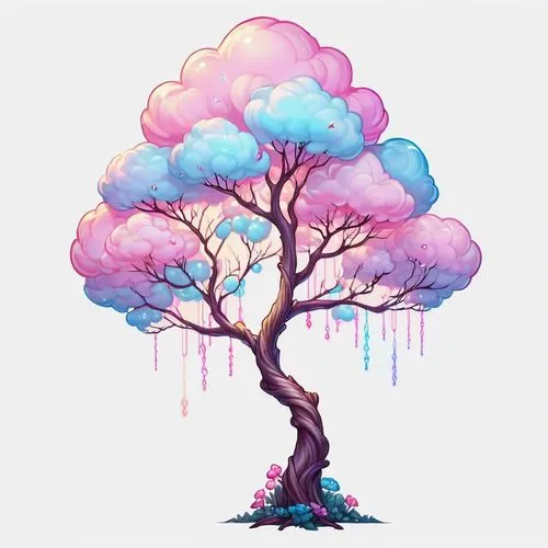 watercolor tree,painted tree,isolated tree,lilac tree,flourishing tree,tree,Illustration,Abstract Fantasy,Abstract Fantasy 11