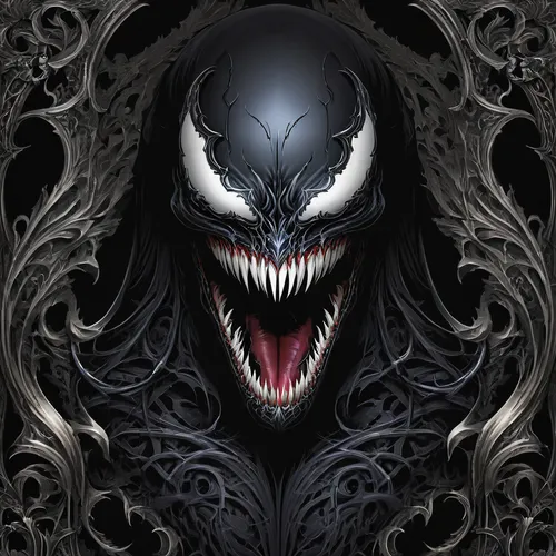 venom,spawn,dark art,krampus,venomous,black dragon,dark-type,demon,supernatural creature,shinigami,devil,snarling,grimm reaper,black raven,corvus,skull mask,daemon,werewolf,fangs,head plate,Illustration,Realistic Fantasy,Realistic Fantasy 46