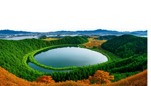 crater lake,volcanic lake,lake tanuki,volcanic crater,heaven lake,dongjiang,acid lake,round autumn frame,changbai,silvaplana lake,japan landscape,landscape background,changbai mountain,background view nature,daecheong lake,beautiful lake,yunnan,landform,tongyeong,mountainous landscape,Illustration,Japanese style,Japanese Style 05