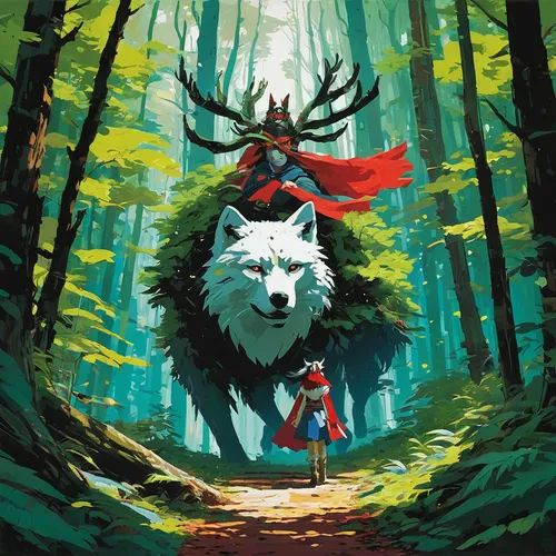 red riding hood,little red riding hood,forest animal,forest man,forest king lion,heroic fantasy,howling wolf,aaa,wild emperor,druid,ninebark,howl,game illustration,two wolves,norse,druids,wolf couple,nordic bear,forest animals,trioceros,Conceptual Art,Oil color,Oil Color 07