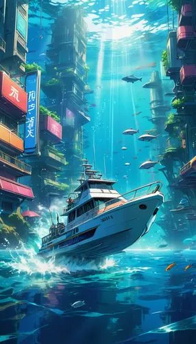 underwater background,aqua studio,oceanica,aquarium,seaquarium,oceana,atlantik,underwater landscape,yamatai,underwater playground,ocean underwater,harbour city,aquantive,underwater oasis,oceanair,oceanian,semiaquatic,seastreak,nauimi,cube sea,Illustration,Japanese style,Japanese Style 03